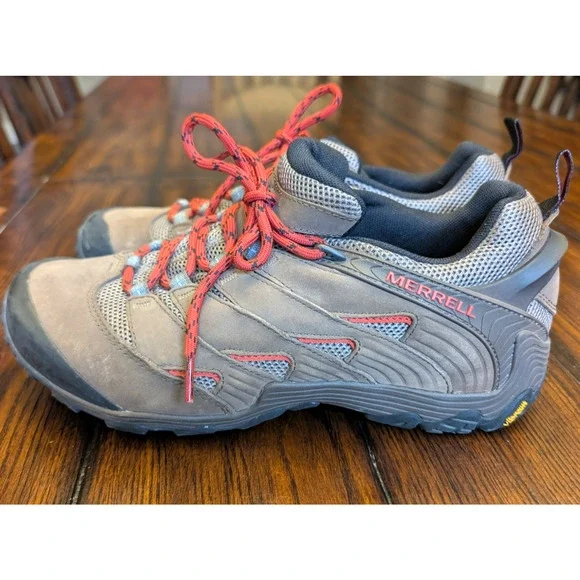 Merrell Boulder Trail Hiking Shoes Mens 9.5 D Brown Vibram Sole EUC - Picture 4 of 8